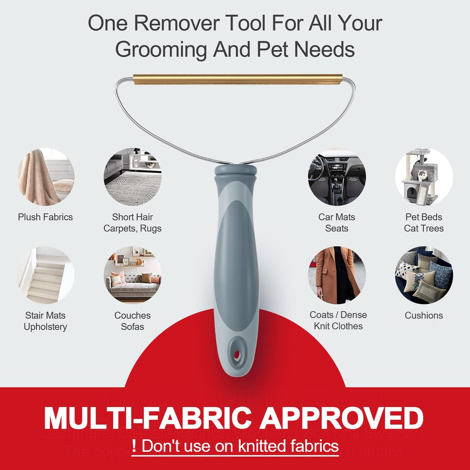 Pet Hair Remover — Reusable Dog & Cat Fur Remover Tool for Couch, Sofa, Carpet, Furniture, Clothes & Car Seats, Multi-Fabric Lint Remover, Works on All Surfaces